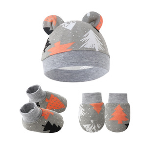2023 nouveau commerce extérieur Beanie bébé oreille chapeau dessin animé nouveau-né casquette infantile Beanie gants et couvre-pieds 3 pièces ensemble - Product Image 3