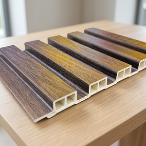 Panneau mural cannelé pour cheminée, résistant à la chaleur, en WPC, pour salon moderne - Product Image 1