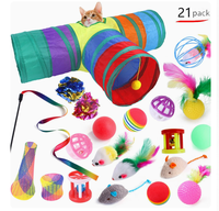 Ensemble de jouets interactifs pour chat : tunnel, balles à clochettes, baguettes à plumes, tubes de jeu pliables, accessoires amusants pour l'entraînement des chatons