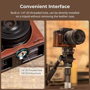 Étui demi-cuir pour appareil photo <span class=keywords><strong>LUMIX</strong></span> S9, style vintage, cadre en aluminium, poignée en bois, trou fileté 1/4-20 - Product Image 4