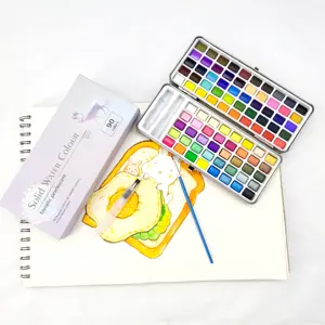 12色珍珠色艺术家水彩颜料手提绘画固体水彩颜料套装