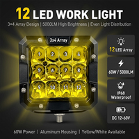 Luz de trabajo súper brillante de 5 pulgadas con 12 LED, cuadrada, con haz puntual, para SUV, camioneta, Jeep, 4x4, todoterreno, ATV, 12V, 24V