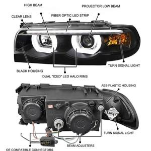 Phare avant LED style Ikon F112 avec feux de jour DRL et faisceau haut/bas modifié pour <span class=keywords><strong>BMW</strong></span> <span class=keywords><strong>E38</strong></span> Série <span class=keywords><strong>7</strong></span> 730i <span class=keywords><strong>740i</strong></span> 1998-2002 - Product Image 3
