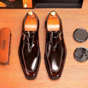 Leopold Men's <b>Pointed</b> Toe Patent Leather Loafers Shiny Upper Black Business Formal Casual Wedding Shoes Breathable Anti-Slip - Product Image 3