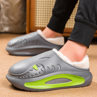 Chaussons d'intérieur en peluche pour homme, grande taille, hiver, semelle épaisse, doublure polaire extra chaude, antidérapants, soutien de la voûte plantaire, imperméables, pour couple