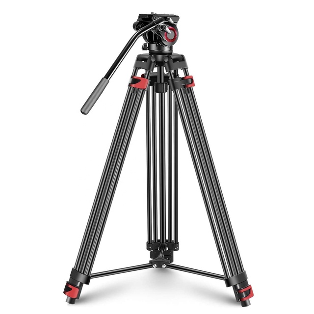 Professional Heavy Duty Video Tripod 74 Inches Aluminum Alloy DV Tripod With 360 Degree Fluid Drag Head