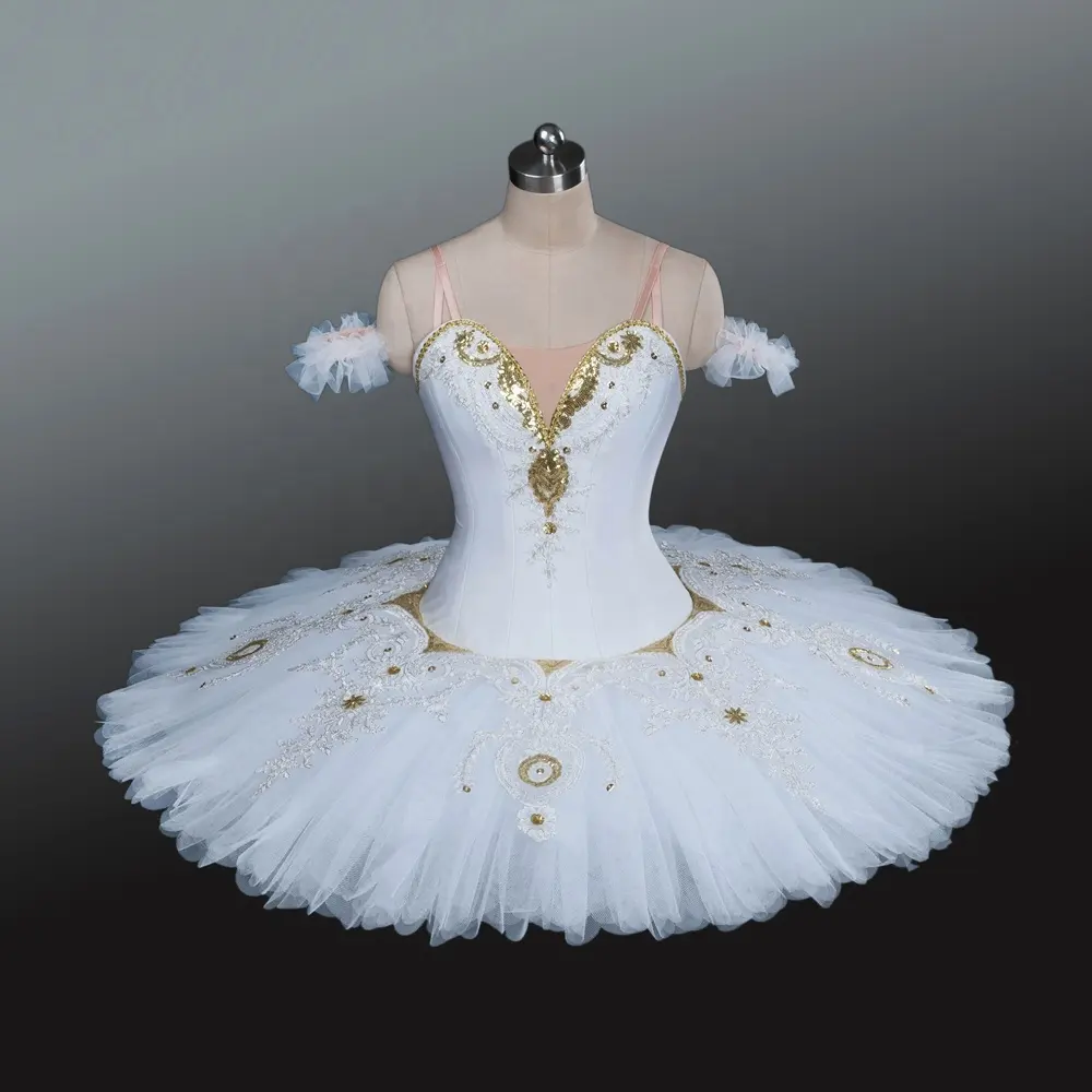 ballet dance costume cisne blanco White 12 layer Stiff Tulle Classical Pancake Tutu Swan Lake Odette tutu professional adult