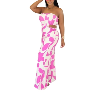 Combinaison élégante sans manches à imprimé ajouré et jambes larges pour femme – Tendance - Product Image 1