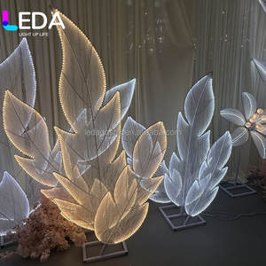 LEDA High Quality Luminous Large <b>Leaf</b> Background Decoration Golden <b>Leaf</b> Road Guide <b>Light</b> Decoration For Wedding Stage Backdrop - Product Image 6
