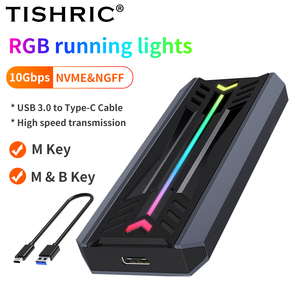 Box Esterno per Disco Rigido TISHRIC in Lega di Alluminio, Case SSD Dual Protocollo M2 NVME RGB, Box Portatile per Disco Rigido USB 3.1 - Product Image 3