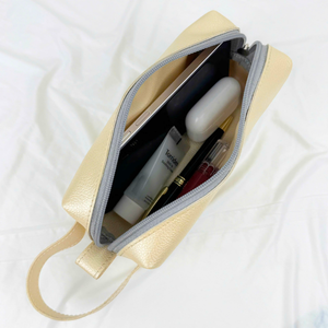 Custom Logo PU Leather Zipper Pouch with <b>Wrist</b> Strap Cosmetic Organizer <b>Bag</b> Corporate Gift OEM ODM Manufacturer - Product Image 4