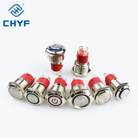 Interrupteur à bouton-poussoir CHYF avec symboles de ventilateur, 19 mm, 22 mm, 10 A, 20 A, 12 V, LED éclairée, étanche, momentané ou à enclenchement, en métal