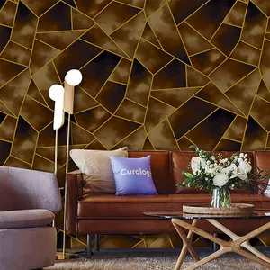 Modern popular style geometric pattern leather texture 3D PVC wallpaper living room study office hotel cafe new life fashion