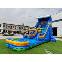 Château gonflable géant pour adultes, toboggan aquatique tropical avec piscine, jeu gonflable pour fêtes en plein air