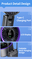Ventilateur portable rechargeable pliable à affichage numérique Infinite Gear, mini-ventilateur de poche pour bureau et extérieur