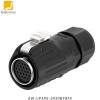 Conector Circular Industrial E-Weichat LP24 con Carcasa Metálica, Tipo Push-Pull, Impermeable IP67, Tipo Soldadura, 35A 500V, 2, 3, 4, 10, 12, 19, 24 Pines