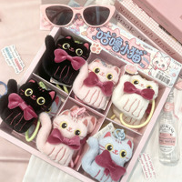 Nouveau porte-clés en peluche Jandudu, chat aux grands yeux, blanc, rose, noir, en tissu doux, rembourré en coton PP, avec logo personnalisé, pendentif, nœud, sac cadeau