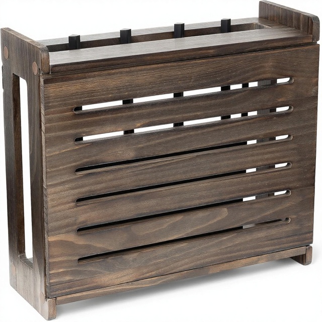 Wooden Modern WiFi Router Storage Box Standard Wall Mountable Decorative Modem Shelf Hider Cover Cable Management System Home