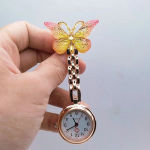 Vlinder Kleurrijke <span class=keywords><strong>Fob</strong></span> Quartz Beweging Verpleegster Broche Pocket <span class=keywords><strong>Fob</strong></span> Wijzerplaat Horloge Borstclip 3bar Waterbestendig Dokter Horloge - Product Image 1