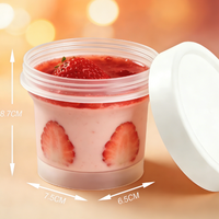 Conteneur en plastique PP blanc givré de qualité alimentaire de 200 ml avec couvercle à vis pour crème glacée, gâteau, dessert
