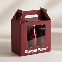 Boîte en carton pour emballage de jus de fruits, boîte en carton personnalisée pour bouteille de boisson, boîtes en carton ondulé avec poignée et fenêtre transparente