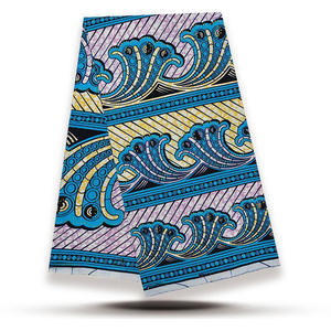 Tissus Cire Dorée Brocart Coton Cire Textiles Pagne Africain Hollande Véritable Tissu Cire - Product Image 3