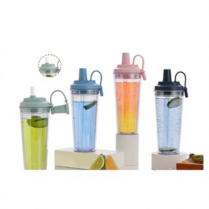 2026 Luxury 710ml Double Wall Plastic Tumbler Wholesale Custom Logo Magnetic Handle Boba Straw Cup <b>Reusable</b> Bubble Tea <b>Mug</b> - Product Image 5