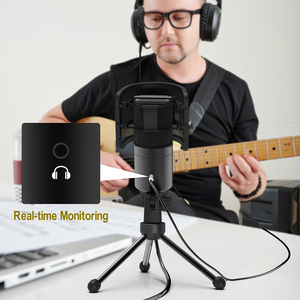 ไมโครโฟน Flyday USB สำหรับพีซีและแล็ปท็อป พร้อมตัวกันกระแทก ระบบตรวจสอบเสียงแบบเรียลไทม์ สำหรับการสตรีมมิ่ง พอดแคสติ้ง และการร้องเพลง - Product Image 3