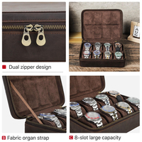 Dropshipping Luxe Coffret de Rangement pour 8 Montres en Cuir Crazy Horse, Étui de Voyage pour Montres avec Logo Personnalisé, Stock Disponible CF1203