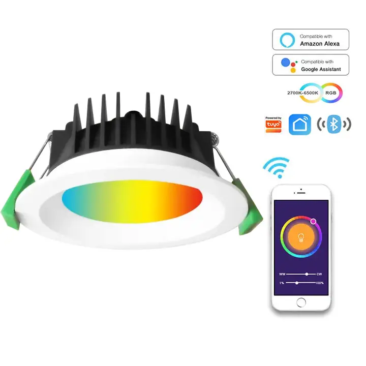 Akıllı parti renkli RGB APP uzaktan kumanda LED downlight ev dim cct kapalı gömme akıllı tavan aşağı işıklar