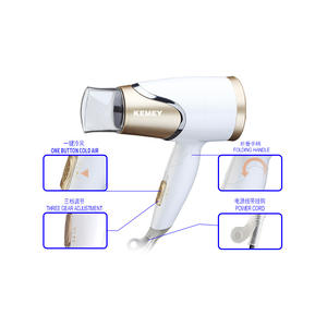 Kemey KM-6832 Foldable <b>Hair</b> <b>Dryer</b> 1800W With Concentrator And Diffuser Nozzle For Home And Salon Use - Product Image 3