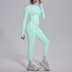 YIAN Nouveaux ensembles de sport pour femmes à manches longues, ensembles de gym respirants et très élastiques, ensembles de yoga Pilates, vêtements pour femmes - Product Image 3