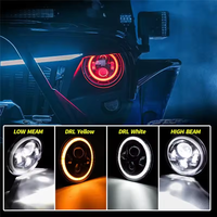 Ensemble de phares de voiture LED de 7 pouces pour Jeep Land Rover, feux de jour DRL, phares à yeux d'ange, ampoules de phares, feux de jour