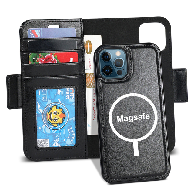 Luxury Dreamcase Good Quality Detachable Magnetic case for iphone 11 12 13 14 15 16 17 18 Pro Max 2 in 1 PU Leather case