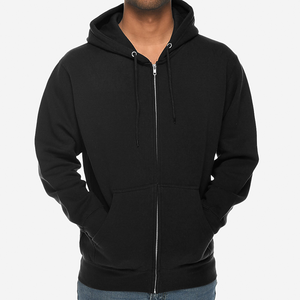 Sweat-shirt à fermeture éclair caché à capuche en coton épais personnalisé Sweatshirts brodés à manches longues de couleur unie - Product Image 1