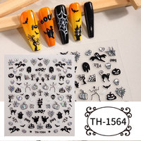 Nouveauté : Autocollants pour ongles d'Halloween, design holographique foncé, crâne, toile d'araignée, autocollants pour nail art, pour manucure