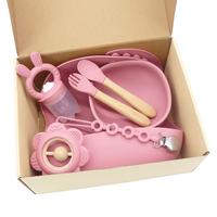 Set Repas Bebe Silicone Sans BPA Bol Ventouse Cuillere Fourchette Bavoir Enfant Sevrage Vaisselle Nourrisson Auto Alimentation G