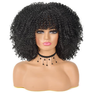 Afro bouclés couleur naturelle accepter la personnalisation noir brun blond perruque de <span class=keywords><strong>cheveux</strong></span> <span class=keywords><strong>courts</strong></span> synthétique pour les femmes noires perruques bouclées synthétiques - Product Image 4