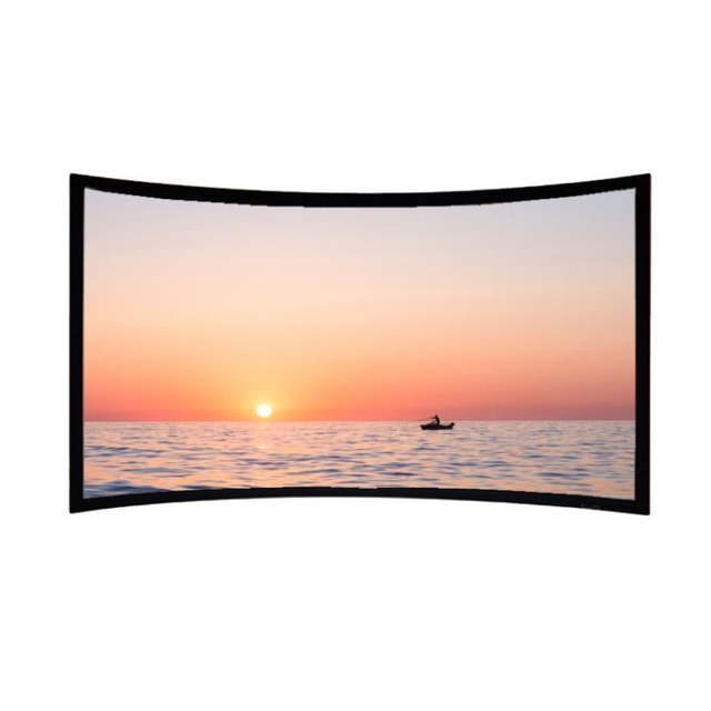 120'' 3D Curved Fixed Frame 16:9 High Gain 3.8 Portable Projector Screen for Home Cinema