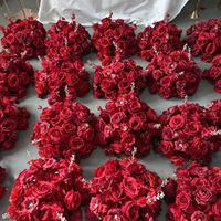 Bunga Mawar Buatan Sutra Merah Berkualitas Tinggi Buatan Tangan IFG 35cm untuk Dekorasi Meja Natal