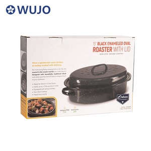 WUJO Fabricante Eanmelware Esmalte <span class=keywords><strong>de</strong></span> acero al carbono Oval Granito Turquía Asar Pan para Navidad Día <span class=keywords><strong>de</strong></span> Acción <span class=keywords><strong>de</strong></span> Gracias - Product Image 3