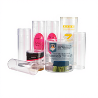 Boîte d'emballage cylindrique transparente en PVC pour fabricant en gros, pour crayons, produits cosmétiques pour animaux de compagnie, houppettes, serviettes cylindriques pour animaux de compagnie, et seaux