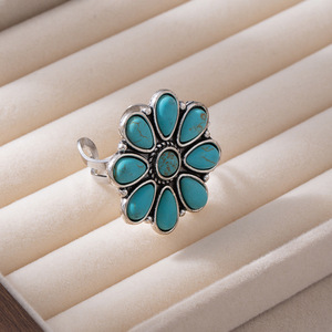 Anillos de Estilo Occidental con Incrustaciones de Turquesa para Mujer, Anillos Bohemios con Conchos de Turquesa al por Mayor, 11 Estilos a Elegir - Product Image 5