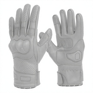 LAZIB SPORTS ถุงมือหนังสำหรับแข่งรถแบบเต็มนิ้ว ถุงมือขี่กลางแจ้งแบบระบายอากาศได้ แบบยูนิเซ็กซ์ ปิดด้วยตะขอและห่วง - Product Image 1