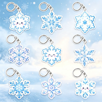 Porte-clés en acrylique flocon de neige mignon pour l'hiver, pendentif cristal de glace pour les fêtes sur le thème du monde des merveilles d'hiver, cadeaux et souvenirs