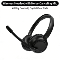 Casque sans fil supra-auriculaire, écouteurs BT 5.5, microphone intégré, charge Type-C, 10h d'autonomie pour le bureau, le centre d'appels et l'usage quotidien