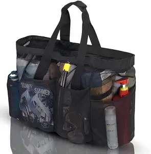 Bolsa de <span class=keywords><strong>playa</strong></span> de malla <span class=keywords><strong>XL</strong></span> extragrande con cremallera y bolsillos Compras convenientes para viajes familiares a la <span class=keywords><strong>playa</strong></span> - Product Image 1