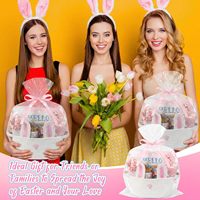Panier de Cadeaux de Pâques : Couverture Lapin et Œufs, Gobelet 16oz, Bougie Parfumée, Lapin en Plastique Personnalisé Imprimé UV – Merci