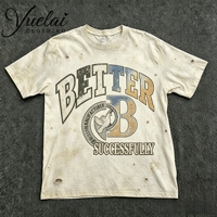 T-shirt en coton personnalisé avec logo, sérigraphie vintage, effet délavé, streetwear, hip hop, manches courtes, mode décontractée, fabricant
