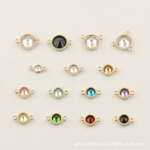 Joyería Vintage piedra natal permanente circón pulsera collar conector oro relleno bisel ajuste no deslustre encantos 14K - Product Image 4